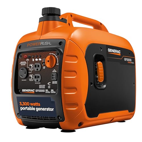 Generac 3,300 Watt Gas Powered Portable Inverter Generator, USB Charging
