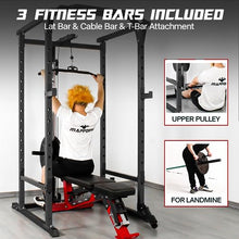 Mappding Power Cage with LAT Pulldown, Multi-Functional Squat Rack Black