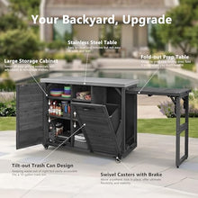 Merax 78.3" Outdoor Grill Cart with Foldable Table, BBQ Kitchen Island
