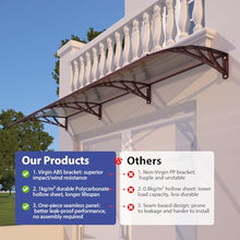Awning for Door Entrance, 60x120 Inch Awnings for Patio, Durable Polycarbonate Window Awnings Exterior, UV Rain Snow Protection Canopy for House, Porch, Patio, Deck