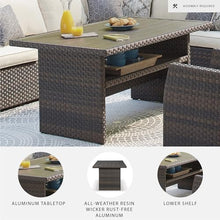Signature Design by Ashley Outdoor Easy Isle Multi-Use Resin Wicker Patio Table, Dark Brown