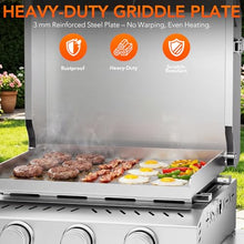 Heavy-Duty 3-Burner Propane Gas Griddle, Portable Griddle with Collapsible Stand, Full Stainless Steel Construction, 24,000 BTU Flat Top Gas Grill Griddle for Camping, Tailgating, Backyard & Patio
