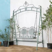 FYorbitH bancas de Patio Exterior Outdoor Garden Iron Swing Chair, Balcony Decoration Cradle Double Chair, Suitable for Terrace Park