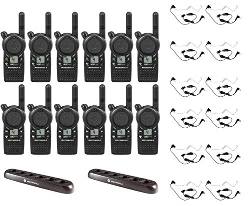 SR-Moto CLS1410 1W 4-Channel Business Radio with Surveillance Headset & Multi Unit Charger (12 Pack)