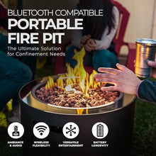 Ukiah Co. Voyager II Rechargeable Wireless Bluetooth 4 Mode Tabletop Propane Fire Pit Speaker Sound System with Lava Rocks and Cover, Black