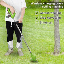 Weed Eater Battery Powered Weed Wacker String Trimmer Grass Trimmer Cordless Weed Wacker, Telescopic Rod Weed Eater Cutterrechargeable Handheld Lawn Mower with 2 Batteries (Green)