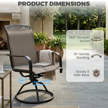 Decksplore Swivel Patio Chairs Set of 6, 360° Rocking Outdoor Dining Chairs with Breathable Textilene Mesh & Heavy-Duty Steel Frame, Elegant Brown Patio Seating for Backyard, Garden, Deck
