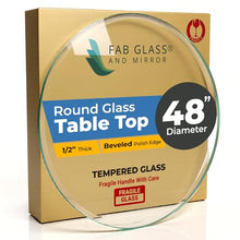 48" Inch Round Glass Table Top 1/2" Thick Tempered Beveled Edge by Fab Glass and Mirror