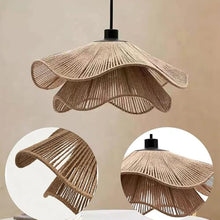 Hemp Rope Chandelier for Dining Room,Boho Pendant Light with 2-Tier Woven Design Adjustable Chain, Coastal Lighting Fixture for Kitchen Island, Bedroom, Entryway(No Bulb Included)(Beige,11.8in)