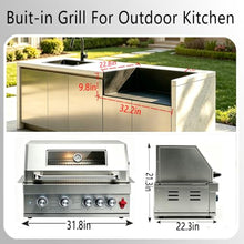 5 Burner 32in Built in Gas Grills Charcoal & Propane Combo Grill