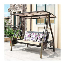 HAOKAZLBR Large Outdoor Porch Swing Garden Patio Swing Chair Outdoor Swings Chair with Cushions and Canopy, Porch Swing Outdoor Chair Lazy Daze Hammocks Swing Bench Perfect Set