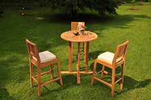 TeakFurnitureOutlet A-Grade Teak Maldives 4-Piece Bar Set with 36" Round Table & 3 Armless Chairs