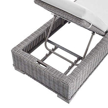 Modway Conway Sunbrella Outdoor Patio Wicker Rattan, Chaise Lounge, Light Gray White
