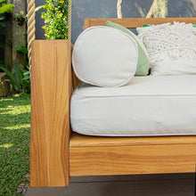 Cambridge Casual Logan Teak Wood 6 FT Porch Swing Bed, Upgraded Patio Porch Swing Daybed with Thick Cushion Support, 750 LB Weight Capacity, Teak Porch Daybed Swing for Garden, Backyard, Porch