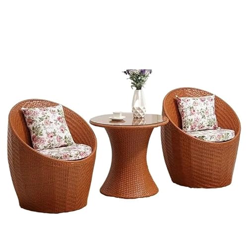 GLigeT Balcony Table and Chair Set Rattan Chair Three-Piece Set Garden Furniture Sets Balcony Tables and Chairs Leisure Outdoor Garden Tables and Chairs Set Bistro Table Set (Color : A-A)