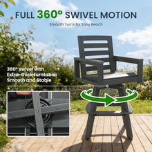 KEIKI HDPE Outdoor Swivel Bar Stools Set of 1, 360° Bar Height Patio Chairs with Ladderback Design, Weather-Resistant Lawn & Deck Seating, Slate Gray