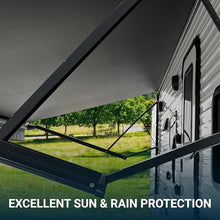 Velarium RV Canopy/Roll Tube White 19' Complete Canopy with 12V LED Light, Sewn Seams, Available Lengths from 10' to 22' - RVs, Tailgating, and Outdoor Events with Reliable Coverage