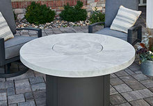 Outdoor GreatRoom Co Propane Fire Pit Table - Beacon Gas Fire Pits for Outside Patio - 48 Inch Round Concrete Firepit Fire Table with Matching Tabletop Cover, Powder-Coated Metal Base - White/Grey