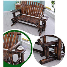 XAWSOP Stool 67In Outdoor Park Garden Bench Double Sliding Rocking Chair, Terrace Courtyard Carbonized Solid Wood Bench Weather Resistant Porch Chair, Rocking Lounge Chair Patio,