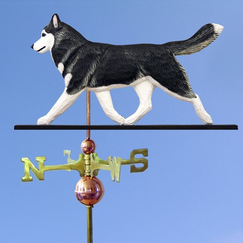 Husky Hand Carved & Painted Weathervane Black/White 22 Inch