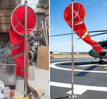 Heavy Duty Wind Sock Waterproof for Direction, Stainless Steel Wind Vane Pole, Wind Direction Flag With Reflective Belt, for Helipad, Oil, Garden(2.6 m pole)