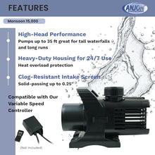 Monsoon 15000 GPH Hybrid Pond Pump 1100 Watts 100 ft Cord