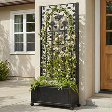 H Potter Black Metal Trellis Planter with Wheels - Privacy Screen