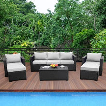UOPYNE Patio Furniture Set 6 Piece Wicker Outdoor Furniture, Outdoor Sectional Sofa Conversation Set