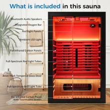 Gollense Infrared Sauna with 660 & 850nm Red Light Therapy, 2 Person, Black