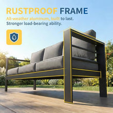 Solaste Aluminum Patio Furniture Set for All Weather, Oversized Metal Outdoor Furniture Set with 27.5" Deep Seating and 3.2" Wide Armrest, Outdoor Patio Conversation Sets with 10" Back Suport Cushion