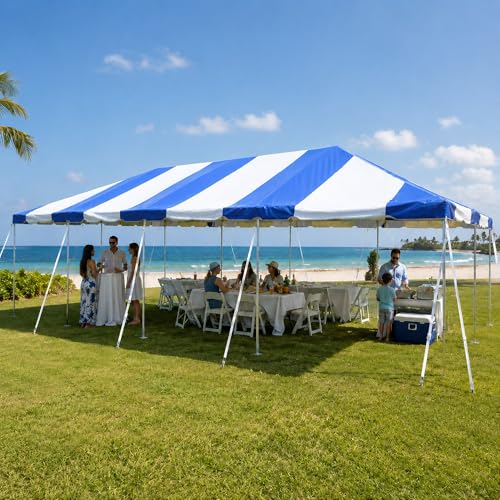 Party Tents Direct 20' x 40' Weekender Frame Canopy with Blue White Cover