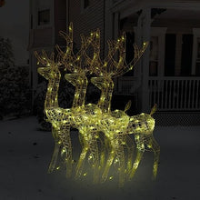KTHLBRH Reindeer Christmas Decoration Set of 3 Warm White Acrylic with Dynamic Lighting and 8 Modes for Indoor Outdoor Holiday Decor