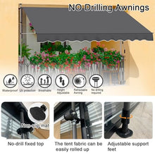Large Patio Shade Awning 59" 118" 158" Manual Adjustable Retractable Awnings, Waterproof Canopy Cover and Steel Frame for Outdoor Garden Balcony Window Sunshade Shelter, Umbrellas(Dark-Green,400cm)