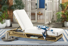 Safavieh Outdoor Collection Vale Natura/White Adjustable Chaise Lounge Chair Natural/White