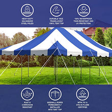 Party Tents Direct 20' x 30' Weekender Pole Canopy, Blue Top with Sidewalls