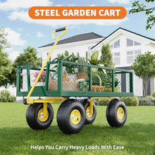 Yard Cart 1400 LBS Capacity, 10" Pneumatic Tires & Convertible Flatbed, Heavy Duty Steel Garden Utility Wagon for Lawn, Farm, Construction, Hauling Soil, Mulch, Firewood