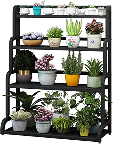 ZOCWJK Indoor Plant Stand Ladder Shelf for Flower Pots, Plant Stands Indoor 4Level Tall Flower Stand Rack,Balcony Outdoor Planter Shelf Display Rack Storage Black,A-60x40x102cm