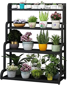 ZOCWJK Indoor Plant Stand Ladder Shelf for Flower Pots, Plant Stands Indoor 4Level Tall Flower Stand Rack,Balcony Outdoor Planter Shelf Display Rack Storage Black,A-60x40x102cm