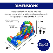 HeroKiddo 13ft Block Party Commercial Inflatable Dual Lane Water Slide