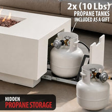 AMS 66" Rectangular Concrete Propane Gas Fire Pit Table only (Cream White)