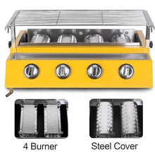 UYCVT 4 Burners Lpg Grill, Smokeless Outdoor Picnic Barbeque Roaster, Steel Grill Adjust Height Net for Camping Courtyard Party