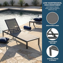 Exoraspaces 2-Piece Outdoor Chaise Lounge Set, Aluminum Reclining Patio Lounge Chair with 5-Position Backrest and Mesh Seat, Tanning Recliner Sunbathing Beach Chairs for Poolside Beach Yard, Gray