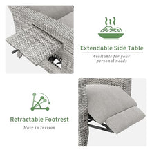 IDEALHOUSE Wicker Outdoor Recliner Reclining Patio Chair with Adjustable Back & Footrest 150° Lay-Flat Reclining with Air Pump Rattan Flip-Up Side Table Outdoor Lounge Chair for Pool Deck Balcony