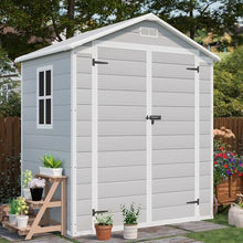 Patiowell 6x4 FT Resin Outdoor Storage Shed with Floor, Light Gray