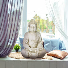 Relaxdays Buddha Statue, 70 cm Height, Garden Decoration, Weather and Frost Resistant, Living Room Deco, Cream White