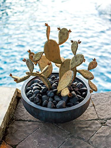 Desert Steel Prickly Pear Cactus - Indoor/Outdoor Metal Yard Art & Yard Decor, All Weather - Round (20”H x 26”W x 23" D)