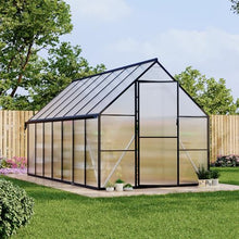 CABIHOME 8x14 FT Outdoor Greenhouse, Polycarbonate Greenhouse with Roof Vent and Ground Nails, Aluminum Large Walk-in Green House w/ Lockable Push Door for Outdoor Garden (Black, 8x14 FT)