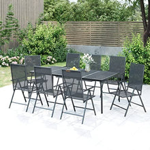 Heofavd 9-Piece Garden Dining Set Anthracite Powder-Coated Steel Outdoor Patio Furniture 78.7x39.4 Table 8 Foldable Chairs Adjustable Armrests Modern Bistro Backyard Balcony Deck