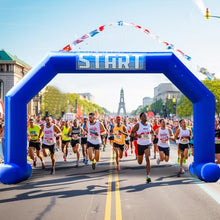 Sewinfla 26Ft Inflatable Arch Start Finish Line Archway Blue with Powerful Blower, Hexagon Inflatable Archway for Race Outdoor Advertising Commerce