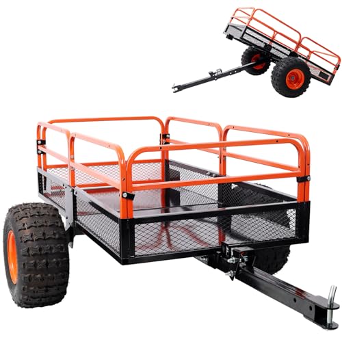 1500 lb Tow-Behind Dump Cart, 16 Cu. Ft. Heavy-Duty Steel ATV UTV Trailer with Foot Release, Utility Dump Trailer for Lawn Mower, Tractor, Yard & Garden